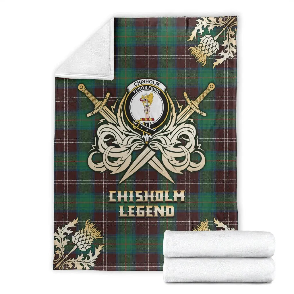 Clan Chisholm Hunting Ancient Tartan Gold Courage Symbol Blanket FV41 Clan Chisholm Tartan Today   
