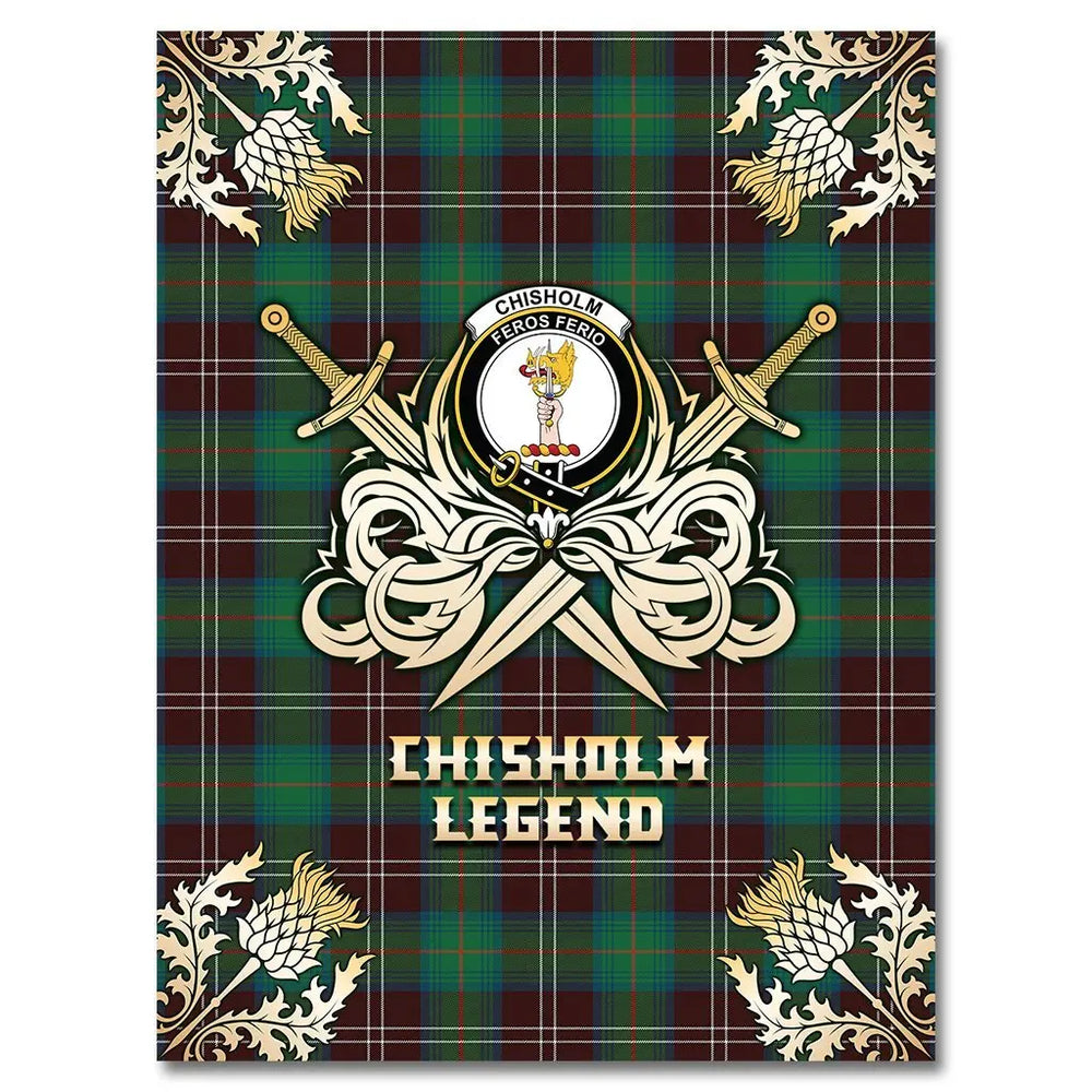 Clan Chisholm Hunting Ancient Tartan Gold Courage Symbol Blanket FV41 Clan Chisholm Tartan Today   