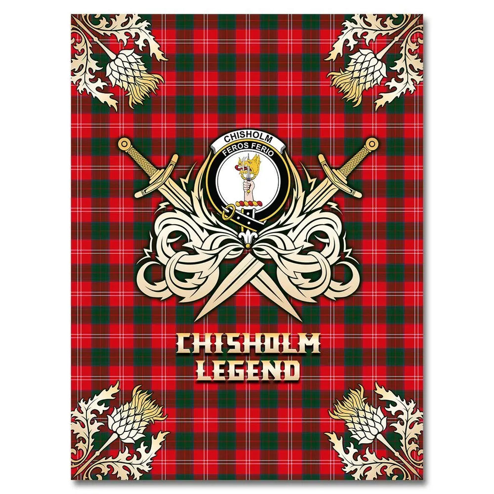 Clan Chisholm Modern Tartan Gold Courage Symbol Blanket YH54 Clan Chisholm Tartan Today   