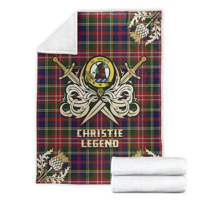 Clan Christie Tartan Gold Courage Symbol Blanket