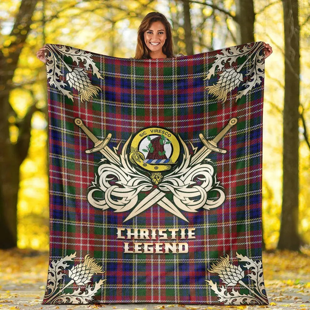 Clan Christie Tartan Gold Courage Symbol Blanket QB14 Clan Christie Tartan Today   
