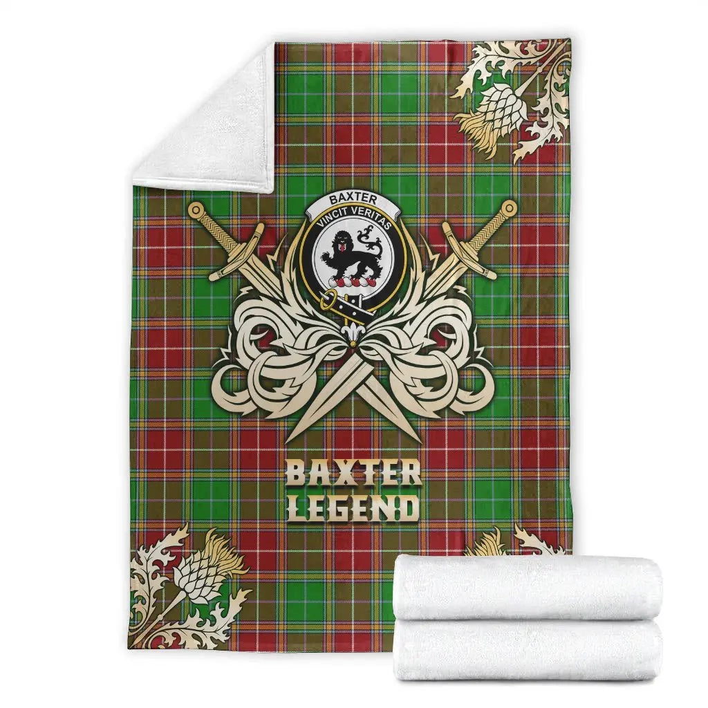 Clan Clan Baxter Modern Tartan Gold Courage Symbol Blanket BU58 Clan Baxter Tartan Today   