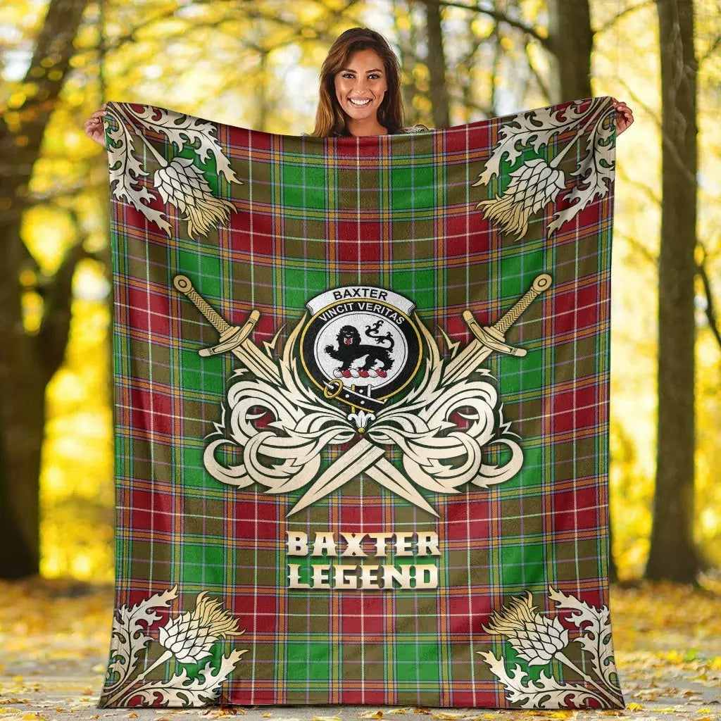 Clan Clan Baxter Modern Tartan Gold Courage Symbol Blanket BU58 Clan Baxter Tartan Today   