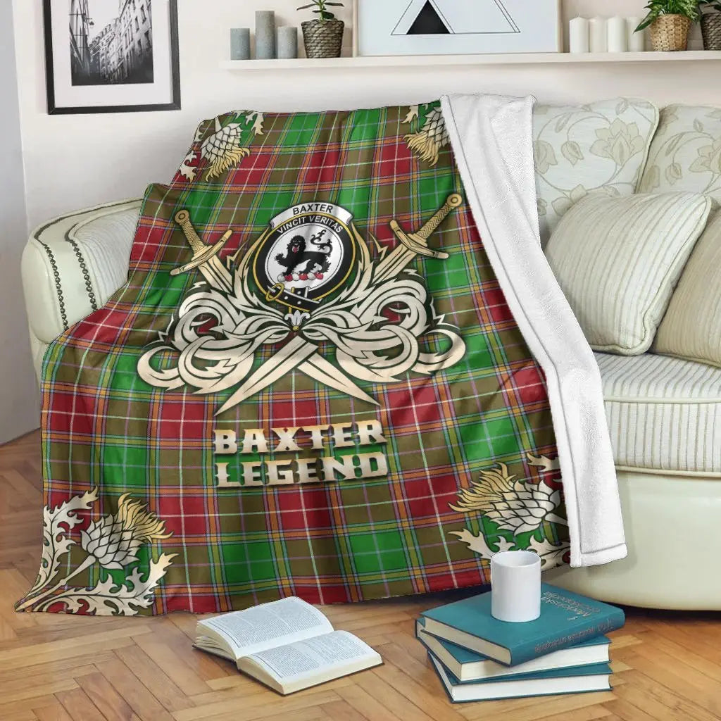 Clan Clan Baxter Modern Tartan Gold Courage Symbol Blanket BU58 Clan Baxter Tartan Today   