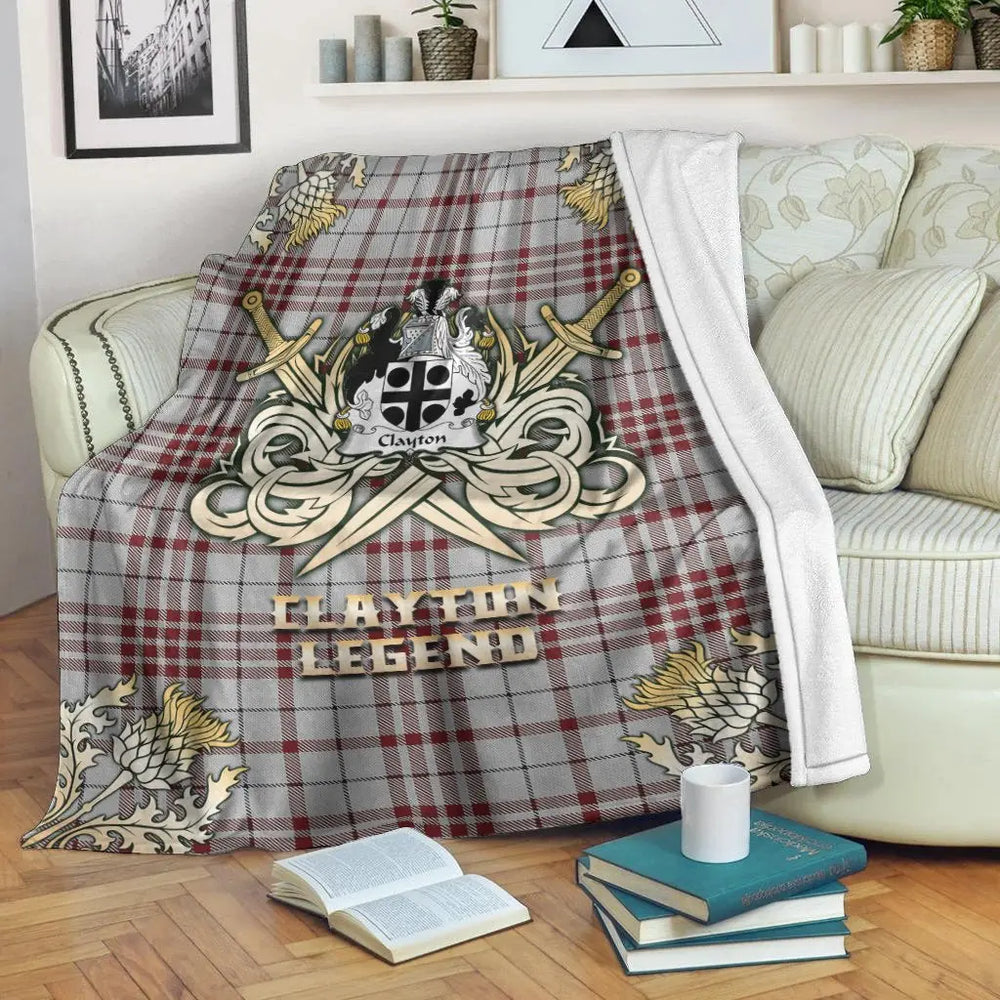 Clan Clayton Tartan Gold Courage Symbol Blanket UI46  Tartan Today   