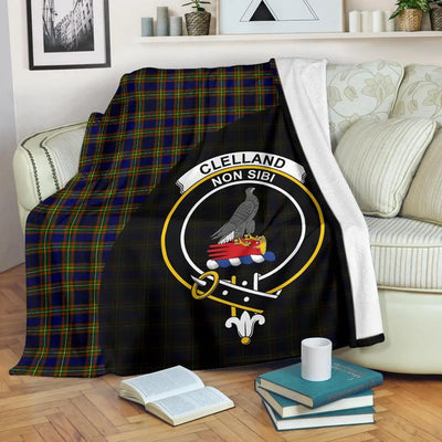 Clan Clelland Modern Tartan Crest Blanket Wave Style