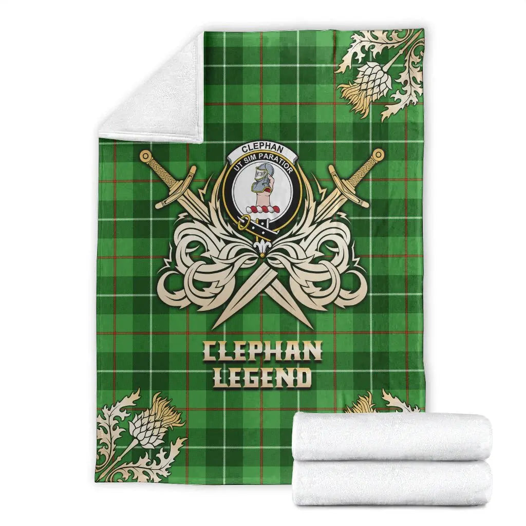 Clan Clephan Tartan Gold Courage Symbol Blanket UX87 Clan Clephan Tartan Today   