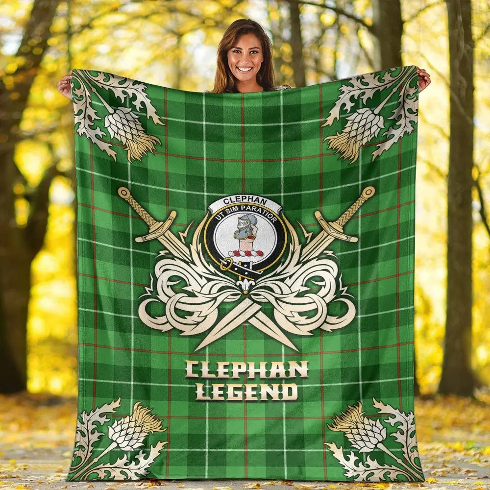Clan Clephan Tartan Gold Courage Symbol Blanket UX87 Clan Clephan Tartan Today   