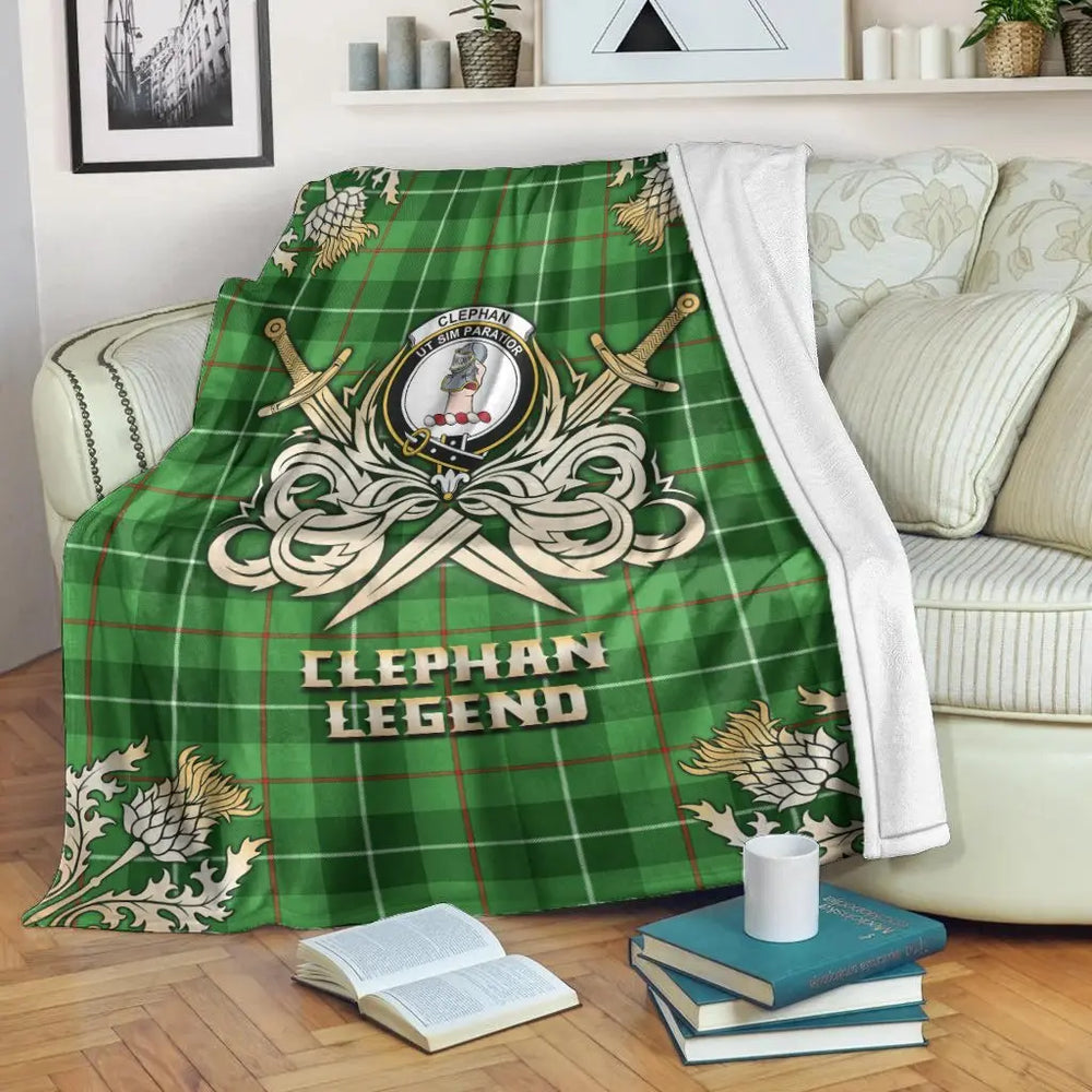 Clan Clephan Tartan Gold Courage Symbol Blanket UX87 Clan Clephan Tartan Today   