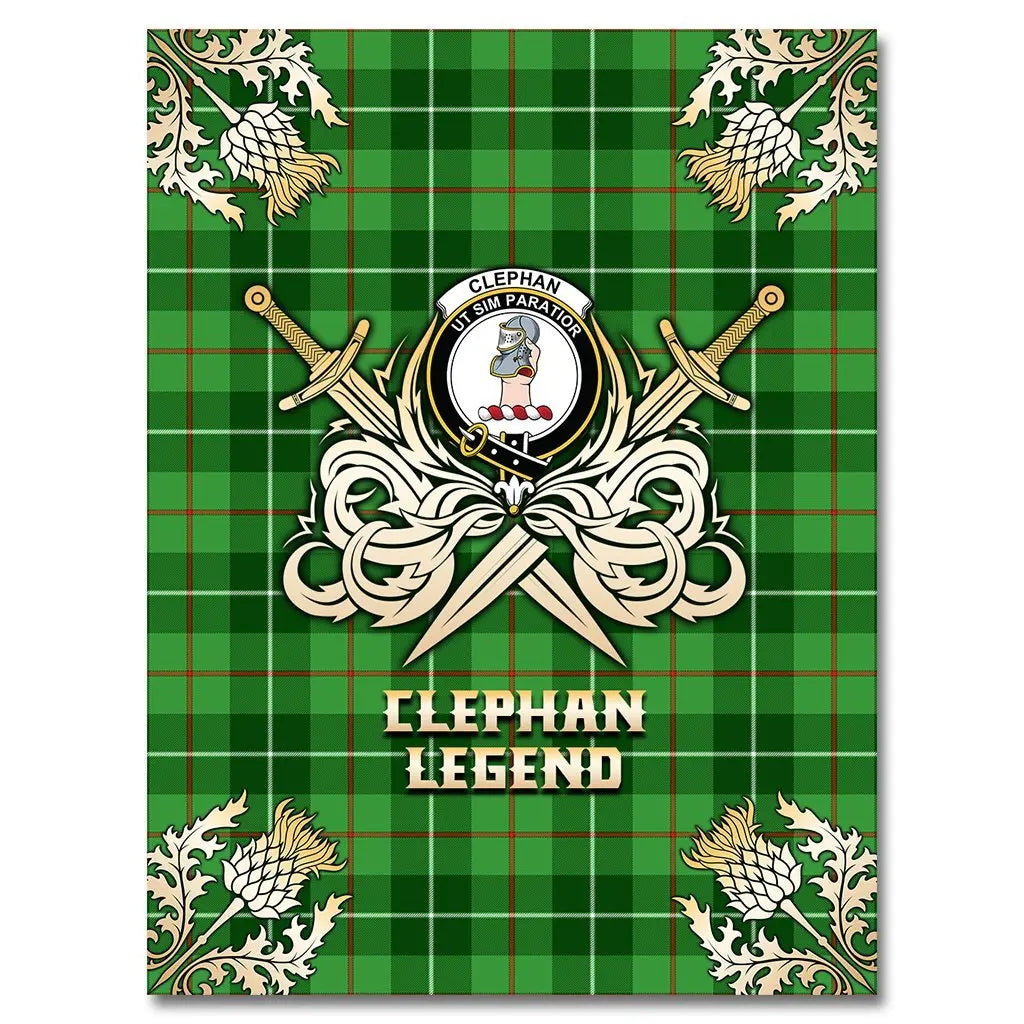 Clan Clephan Tartan Gold Courage Symbol Blanket UX87 Clan Clephan Tartan Today   
