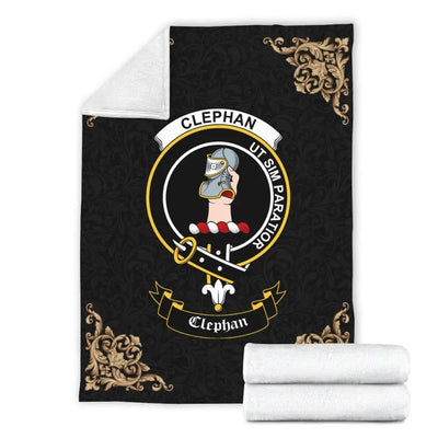Clan Clephan (or Clephane) Crest Tartan Premium Blanket Black
