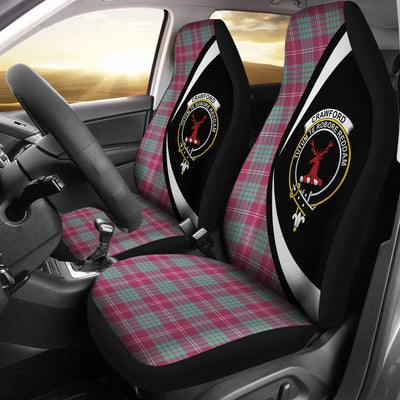 Clan Crawford Ancient Tartan Crest Circle Style Car Seat Cover