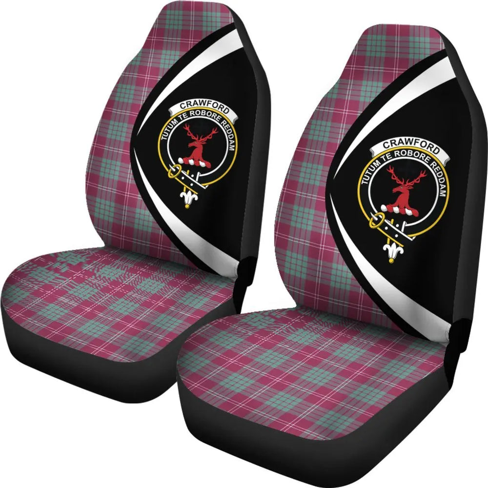 Clan Crawford Ancient Tartan Crest Circle Style Car Seat Cover QO53 Clan Crawford Tartan Today   