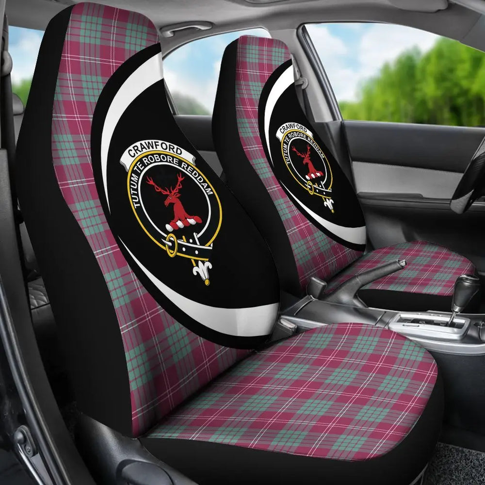 Clan Crawford Ancient Tartan Crest Circle Style Car Seat Cover QO53 Clan Crawford Tartan Today   