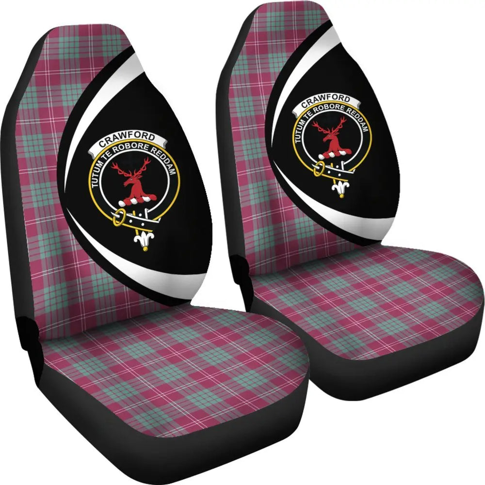 Clan Crawford Ancient Tartan Crest Circle Style Car Seat Cover QO53 Clan Crawford Tartan Today   