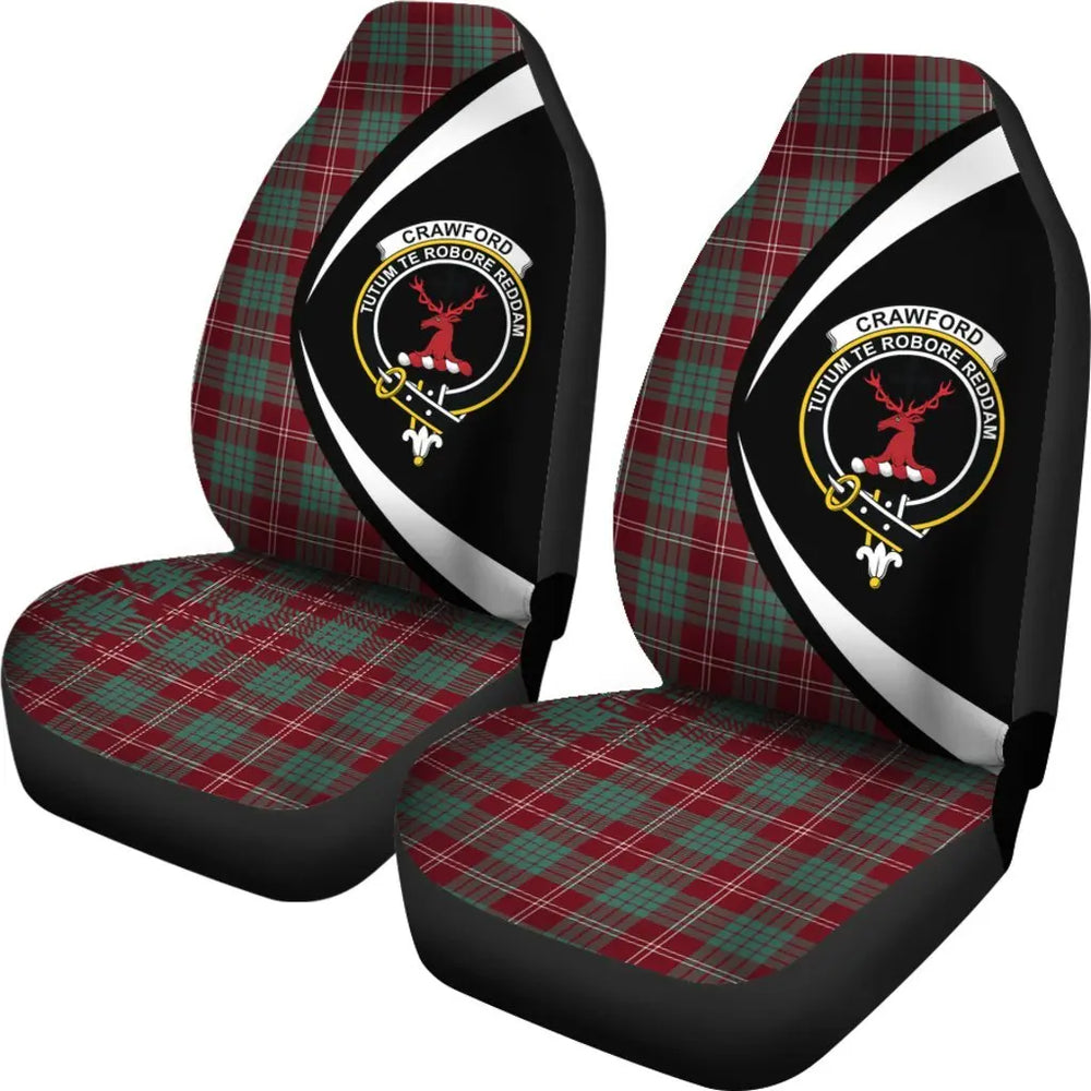 Clan Crawford Modern Tartan Crest Circle Style Car Seat Cover VD25 Clan Crawford Tartan Today   