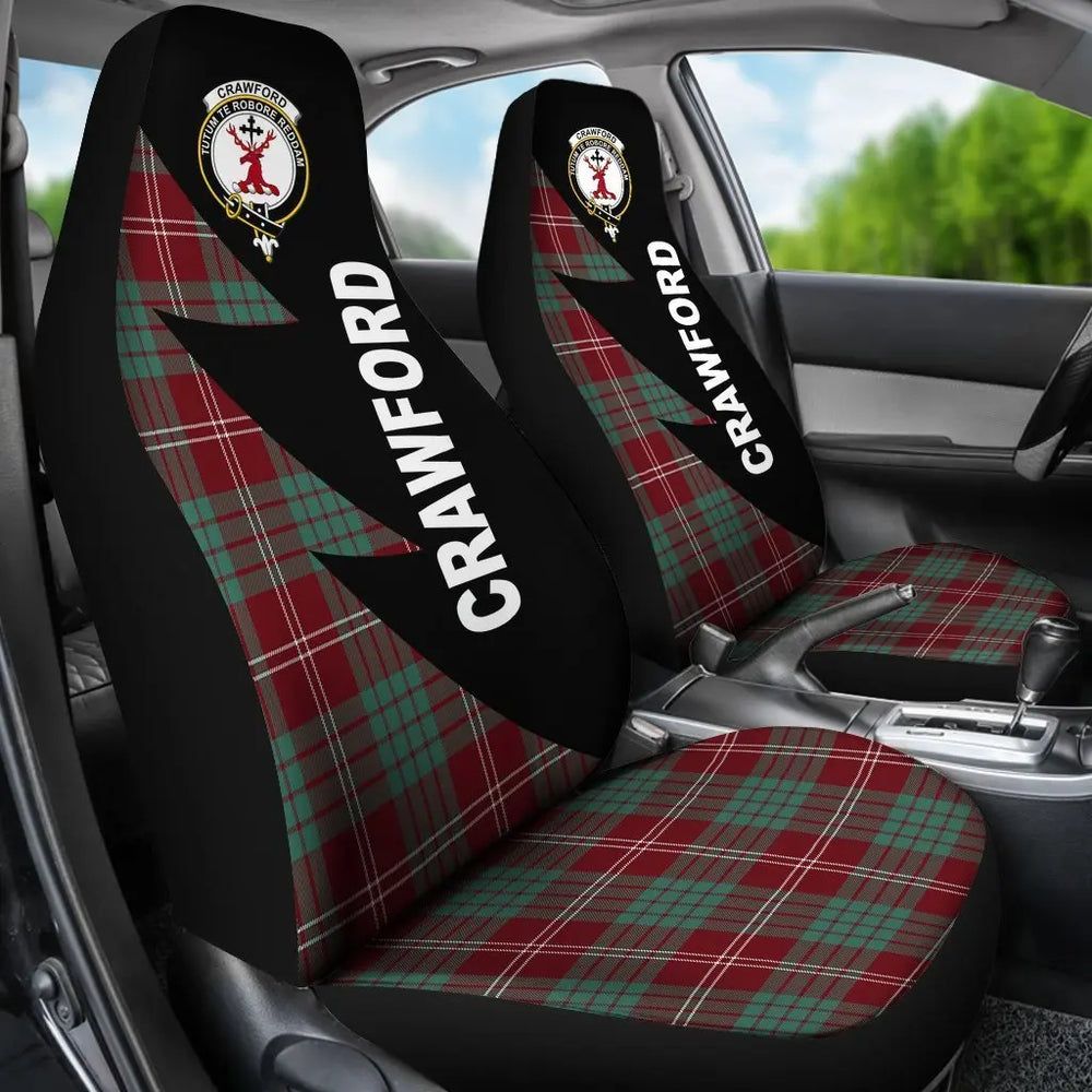 Clan Crawford Tartan Crest Flash Style Car Seat Cover LG83 Clan Crawford Tartan Today   