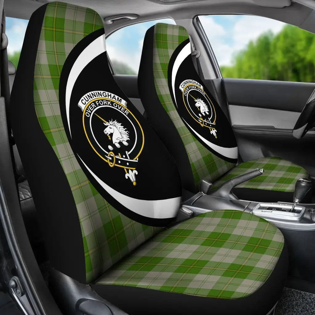 Clan Cunningham Dress Green Dancers Tartan Crest Circle Style Car Seat Cover UJ45 Clan Cunningham Tartan Today   