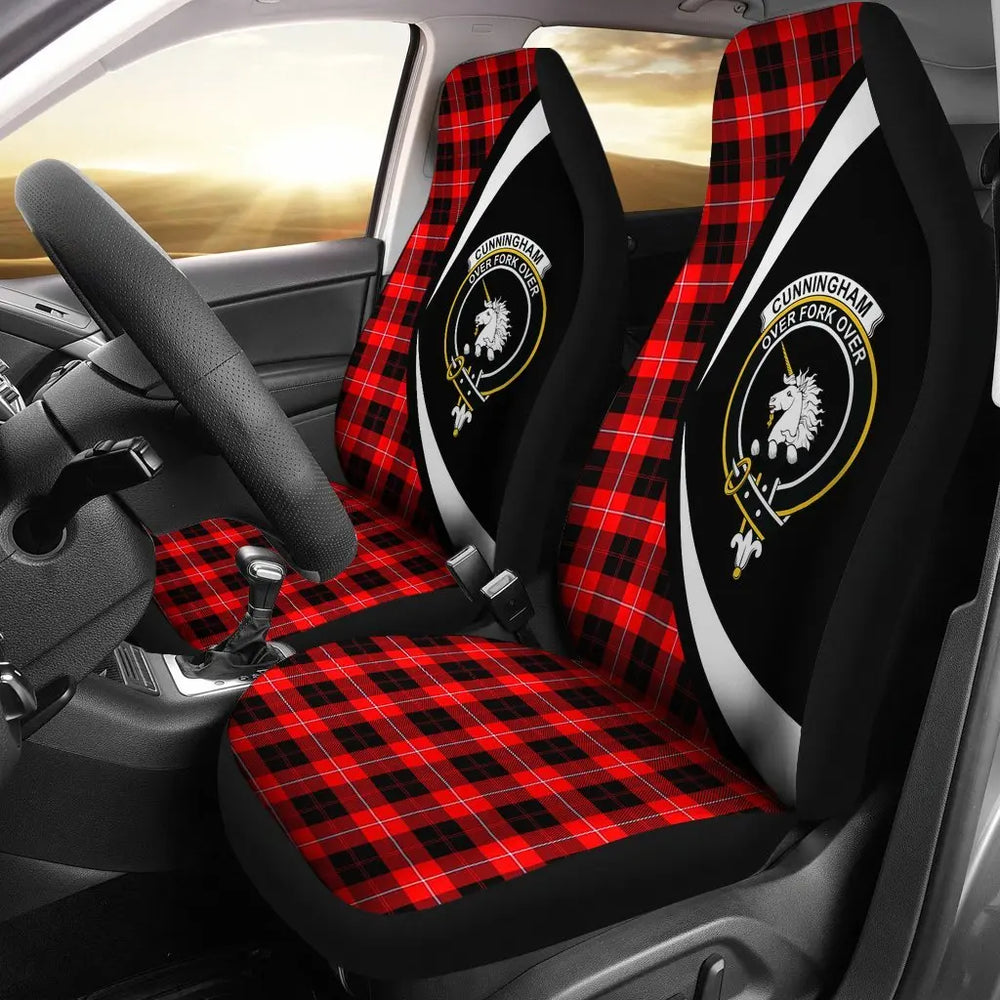 Clan Cunningham Modern Tartan Crest Circle Style Car Seat Cover FL86 Clan Cunningham Tartan Today   