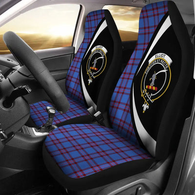 Clan Elliot Modern Tartan Crest Circle Car Seat Cover
