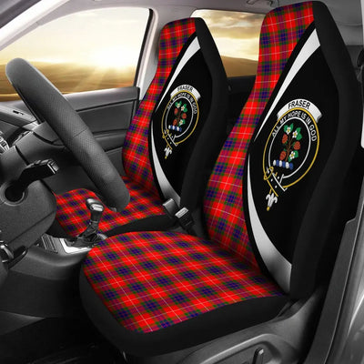 Clan Fraser Modern Tartan Crest Circle Car Seat Cover AQ28