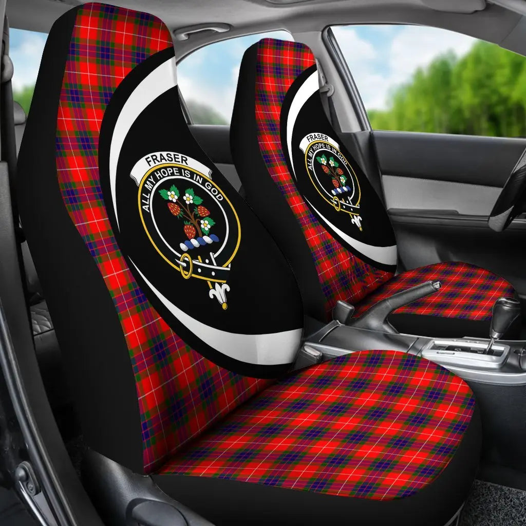 Clan Fraser Modern Tartan Crest Circle Car Seat Cover AQ28 Clan Fraser Tartan Today   