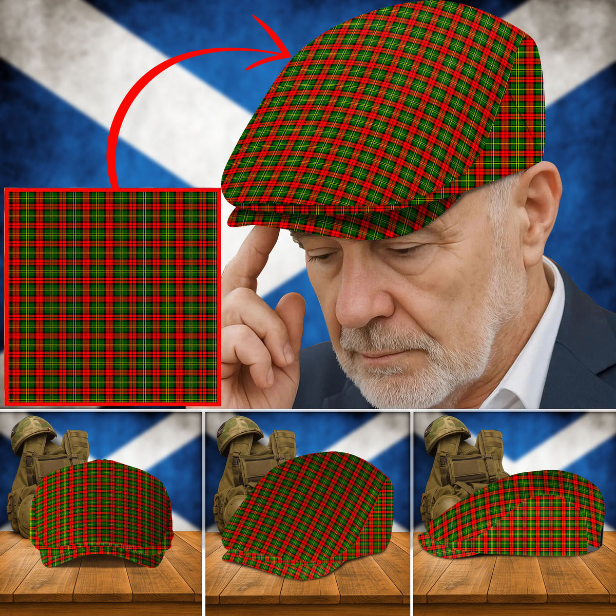Clan Blackstock Tartan Flat Cap MM26 Blackstock Tartan Tartan Today