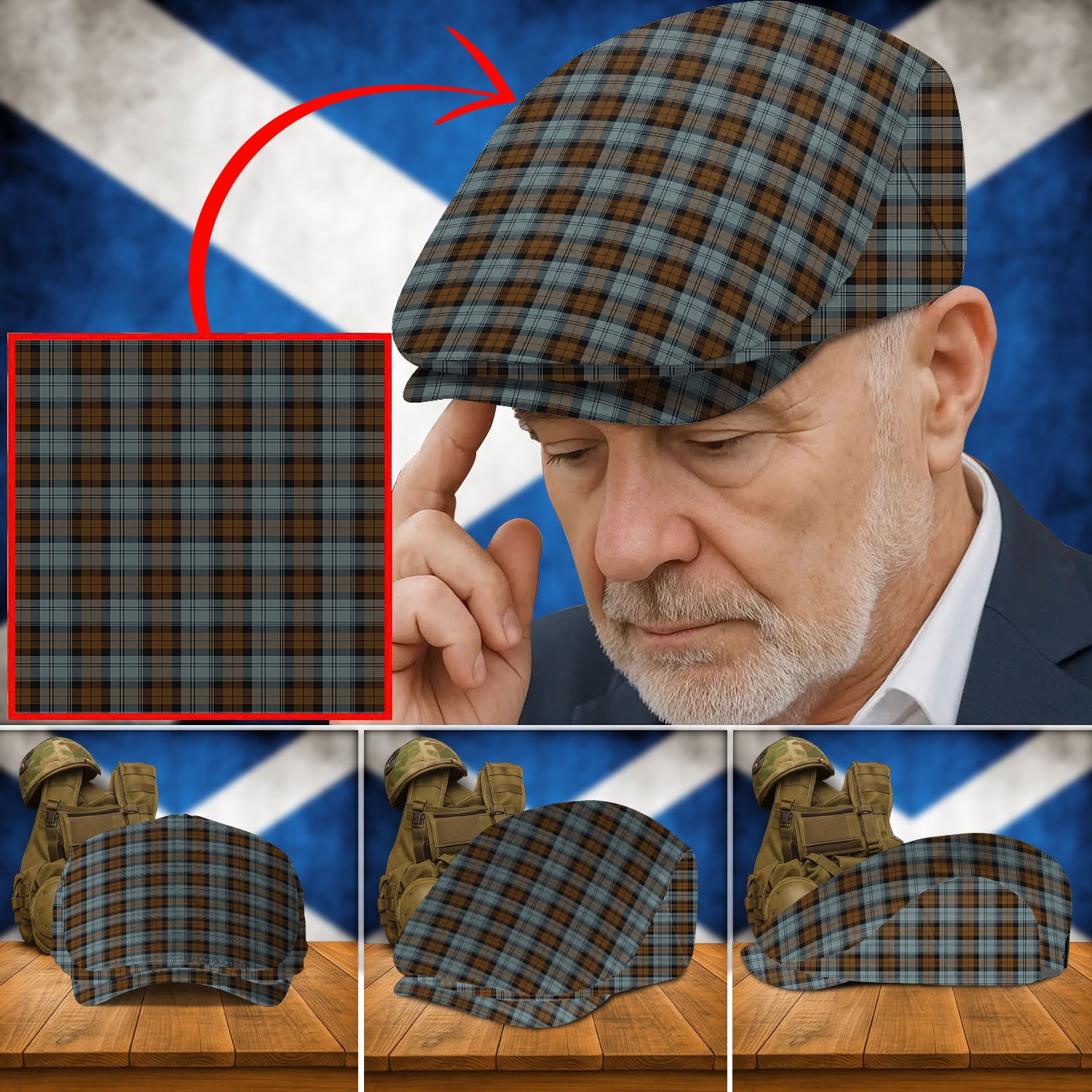 Clan Blackwatch Weathered Tartan Flat Cap AA40 Blackwatch Weathered Tartan Tartan Today