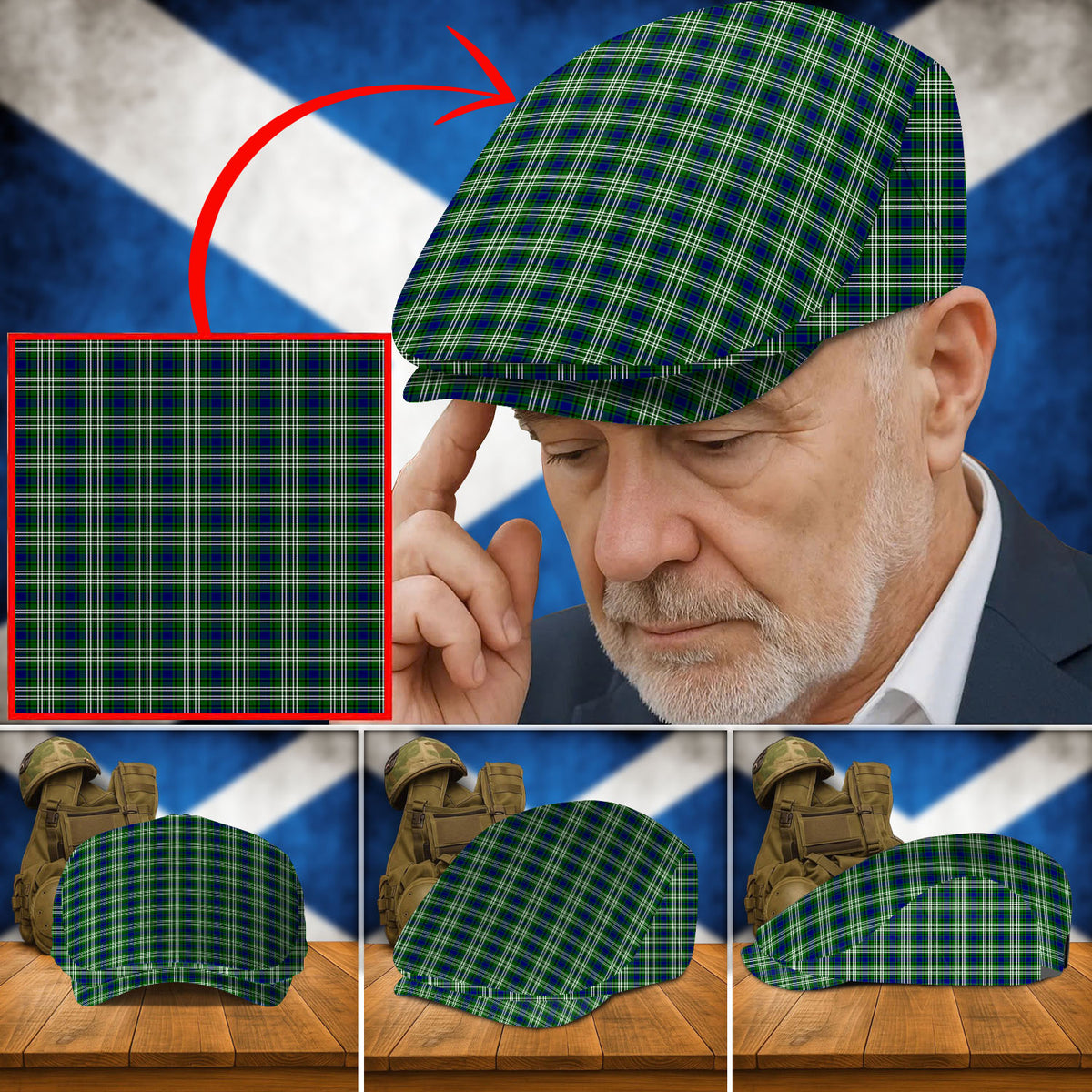 Clan Blyth-Tweedside District Tartan Flat Cap NZ76 Blyth-Tweedside District Tartan Tartan Today
