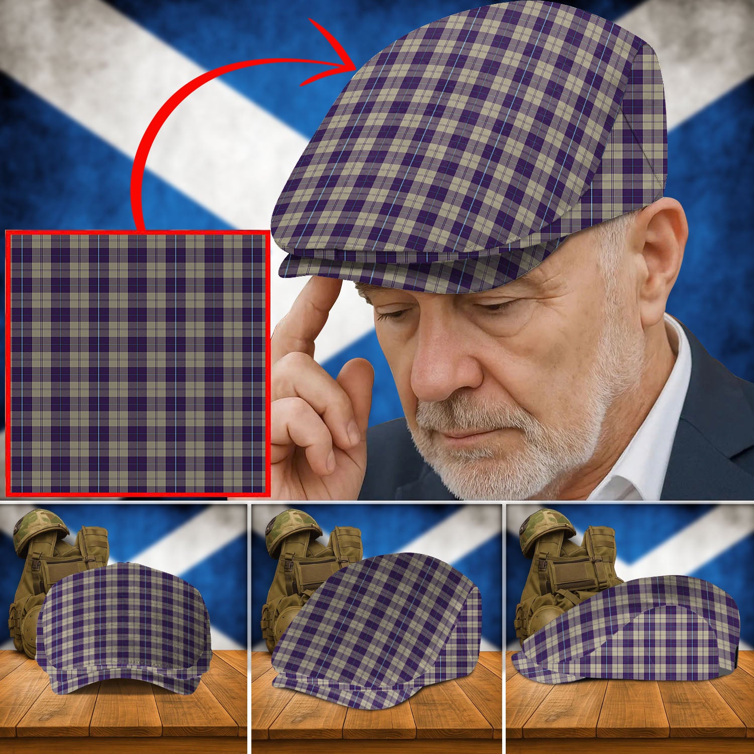 Clan Cunningham Dress Blue Dancers Tartan Flat Cap NC97 Cunningham Dress Blue Dancers Tartan Tartan Today