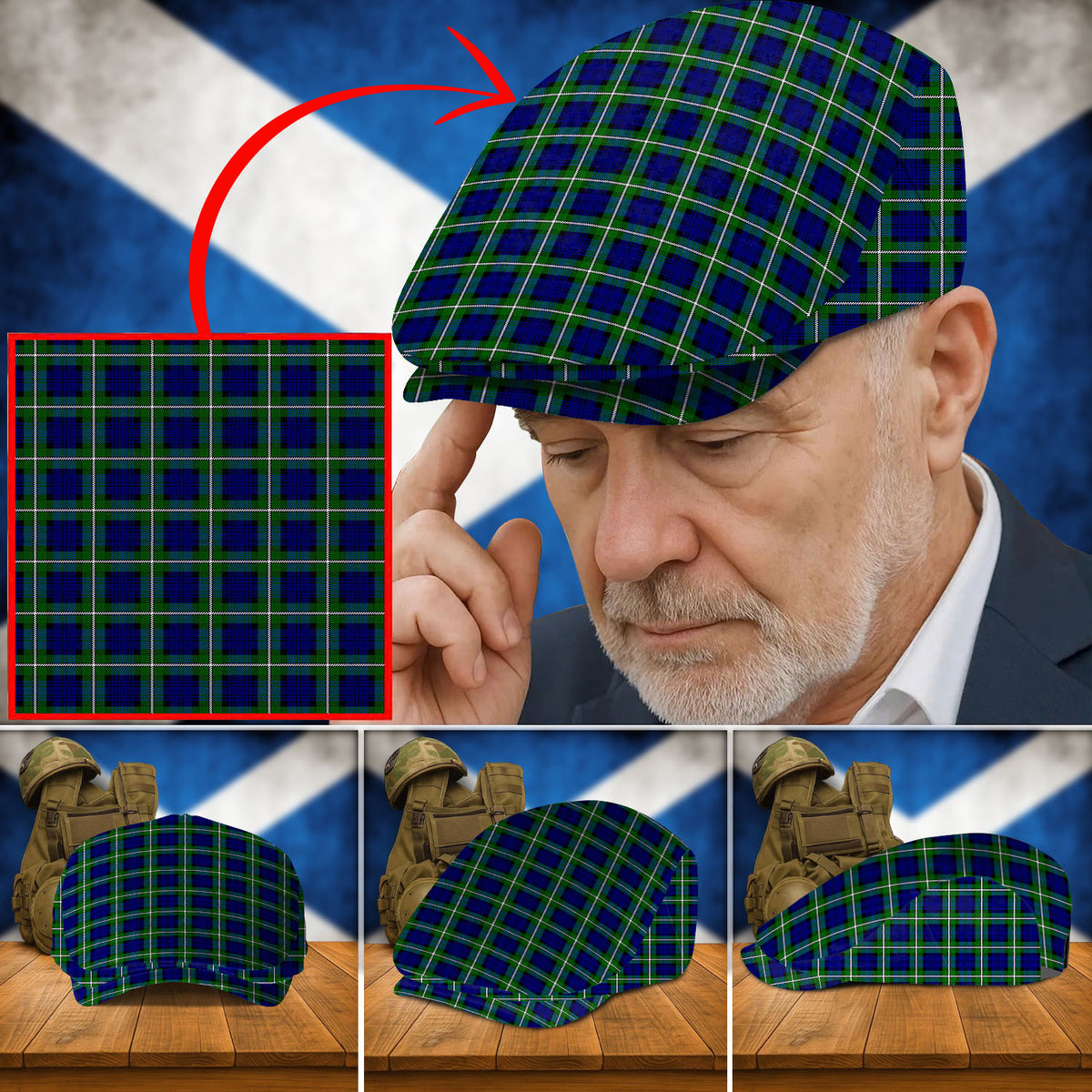 Clan Forbes Modern Tartan Flat Cap OF75 Forbes Modern Tartan Tartan Today