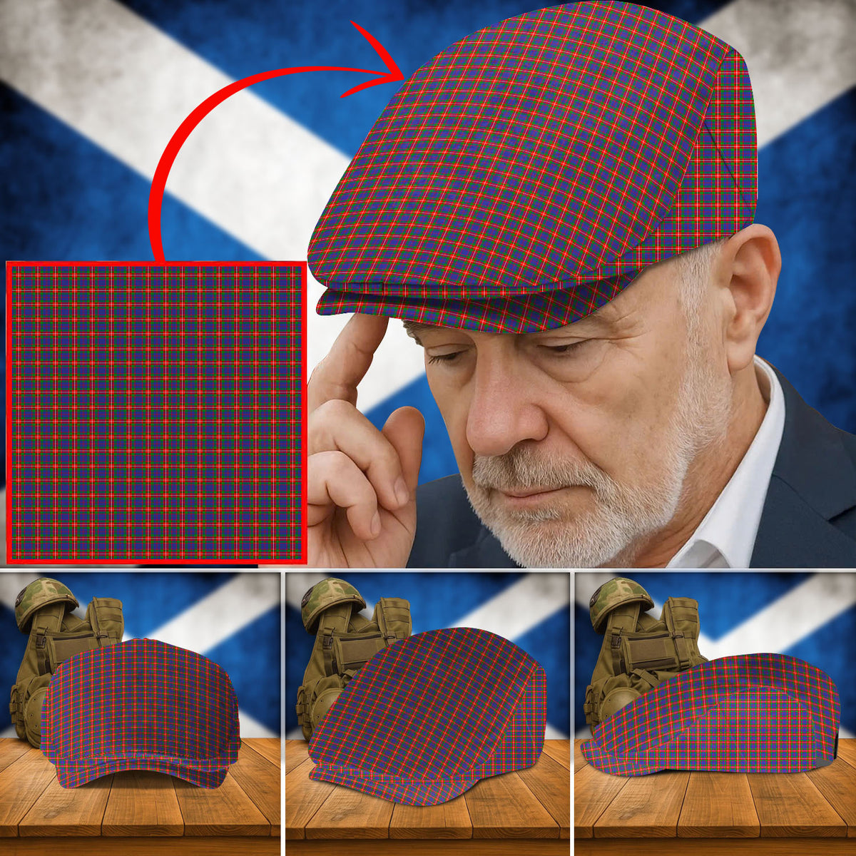 Clan Fraser of Lovat Tartan Flat Cap AF93 Fraser of Lovat Tartan Tartan Today