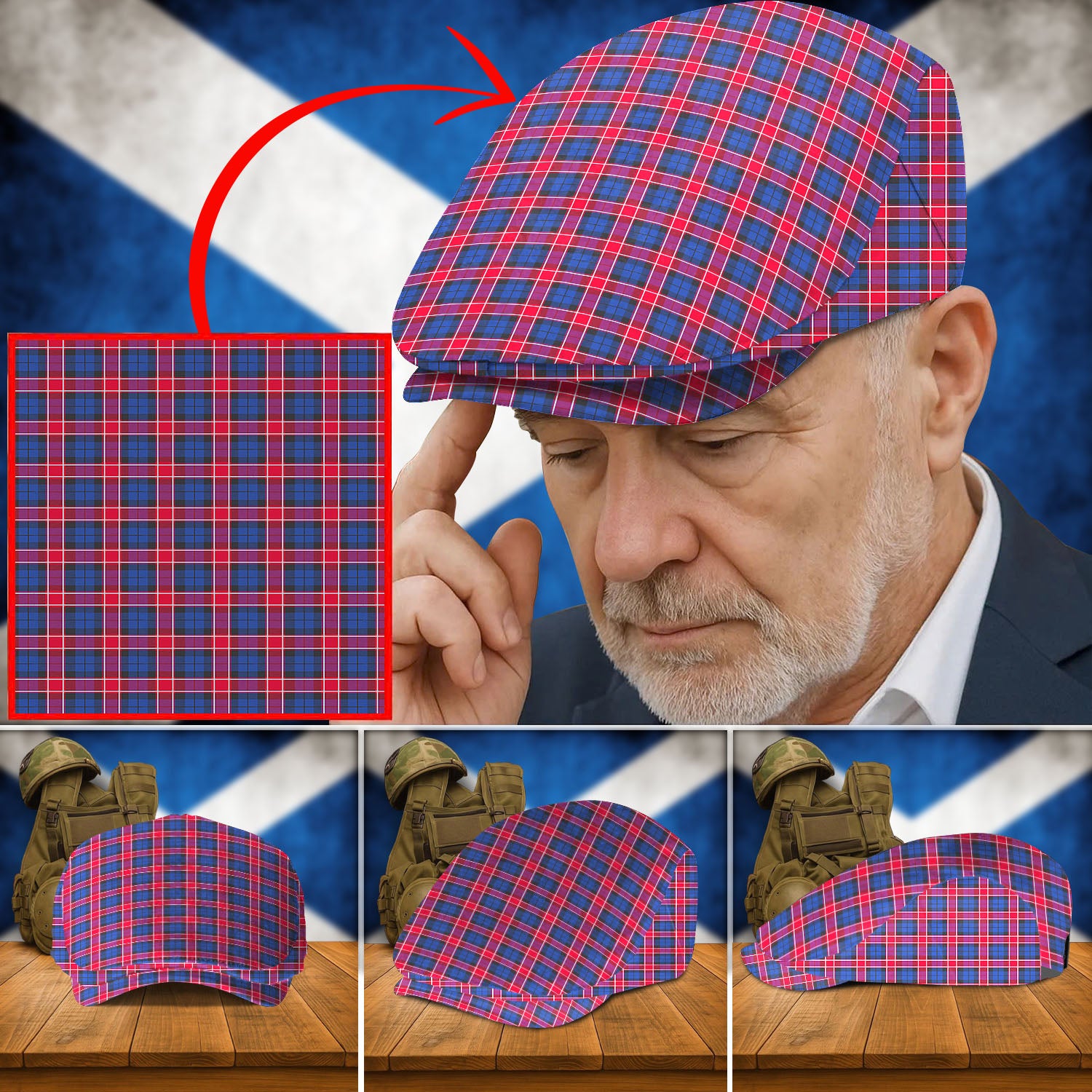 Clan Graham of Menteith Red Tartan Flat Cap ZA26 Graham of Menteith Red Tartan Tartan Today
