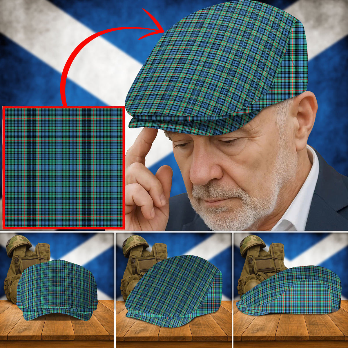 Clan MacKinlay Ancient Tartan Flat Cap NV77 MacKinlay Ancient Tartan Tartan Today
