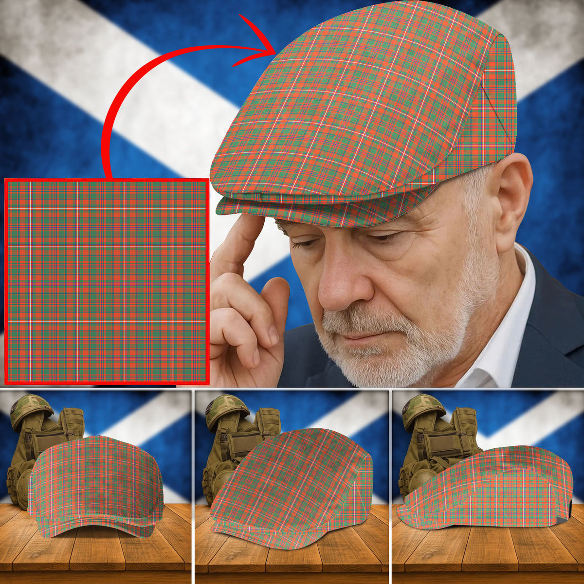 Clan MacKinnon Ancient Tartan Flat Cap LL49 MacKinnon Ancient Tartan Tartan Today
