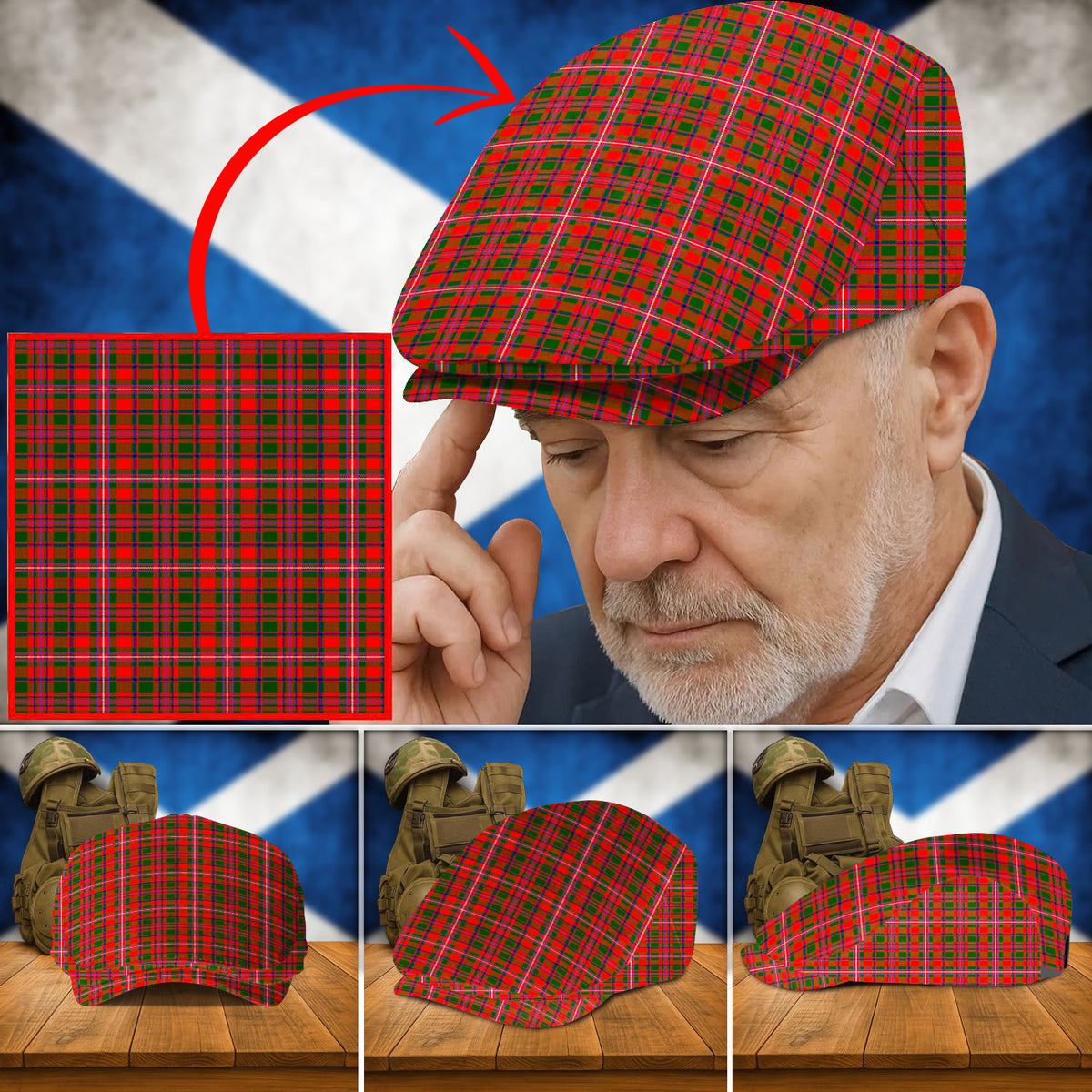 Clan MacKinnon Modern Tartan Flat Cap IG44 MacKinnon Modern Tartan Tartan Today