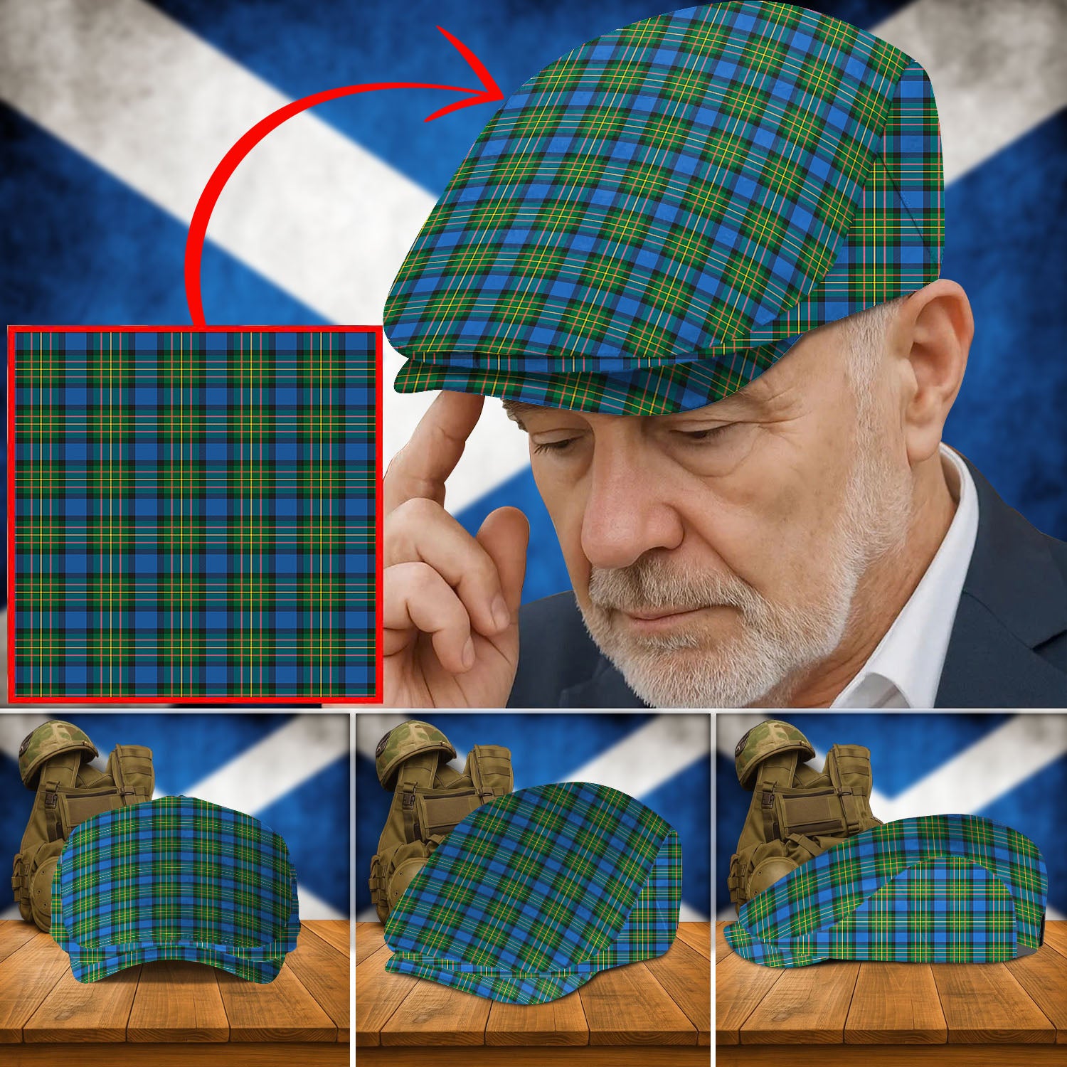 Clan MacLaren Ancient Tartan Flat Cap YA22 MacLaren Ancient Tartan Tartan Today