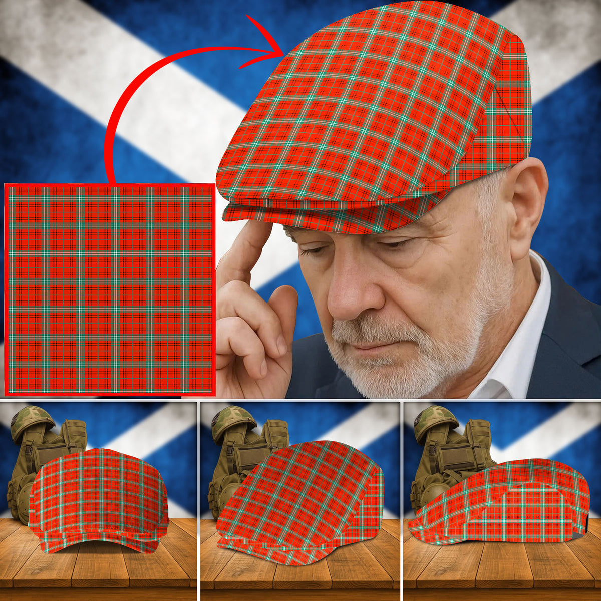 Clan Morrison Red Ancient Tartan Flat Cap IE37 Morrison Red Ancient Tartan Tartan Today