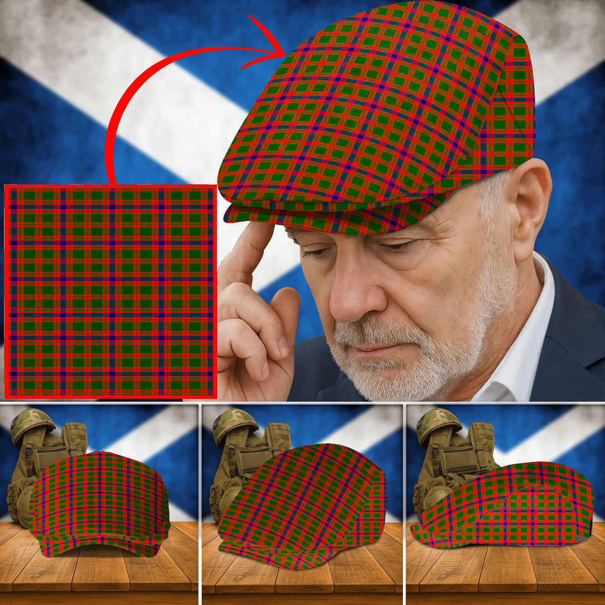 Clan Skene Modern Tartan Flat Cap AE23 Skene Modern Tartan Tartan Today