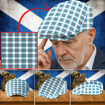 Clan Stewart Muted Blue Tartan Flat Cap VK43