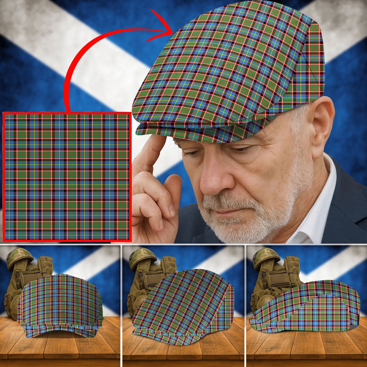 Clan Stirling (of Cadder-Present Chief) Tartan Flat Cap CN71 Stirling (of Cadder-Present Chief) Tartan Tartan Today