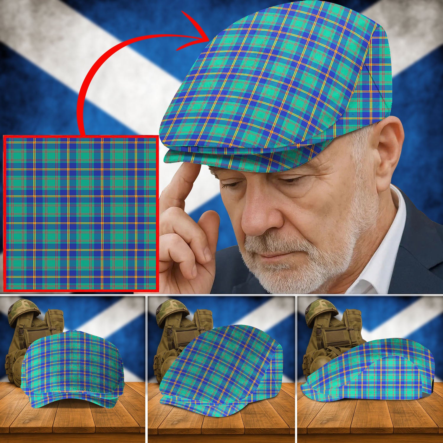 Clan US Marine Tartan Flat Cap QW58 US Marine Tartan Tartan Today