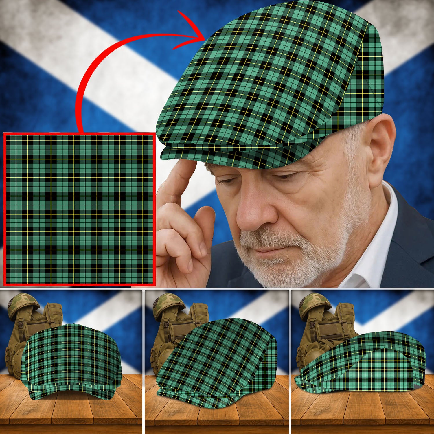 Clan Wallace Hunting Ancient Tartan Flat Cap JU48 Wallace Hunting Ancient Tartan Tartan Today
