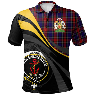 Clan Clark Red Tartan Polo Shirt - Royal Coat Of Arms Style