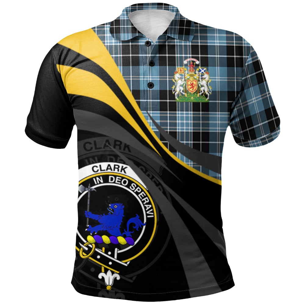 Clan Clark (Lion) Ancient Tartan Polo Shirt - Royal Coat Of Arms Style XK66 Clark (Lion) Ancient Tartan Tartan Polo   