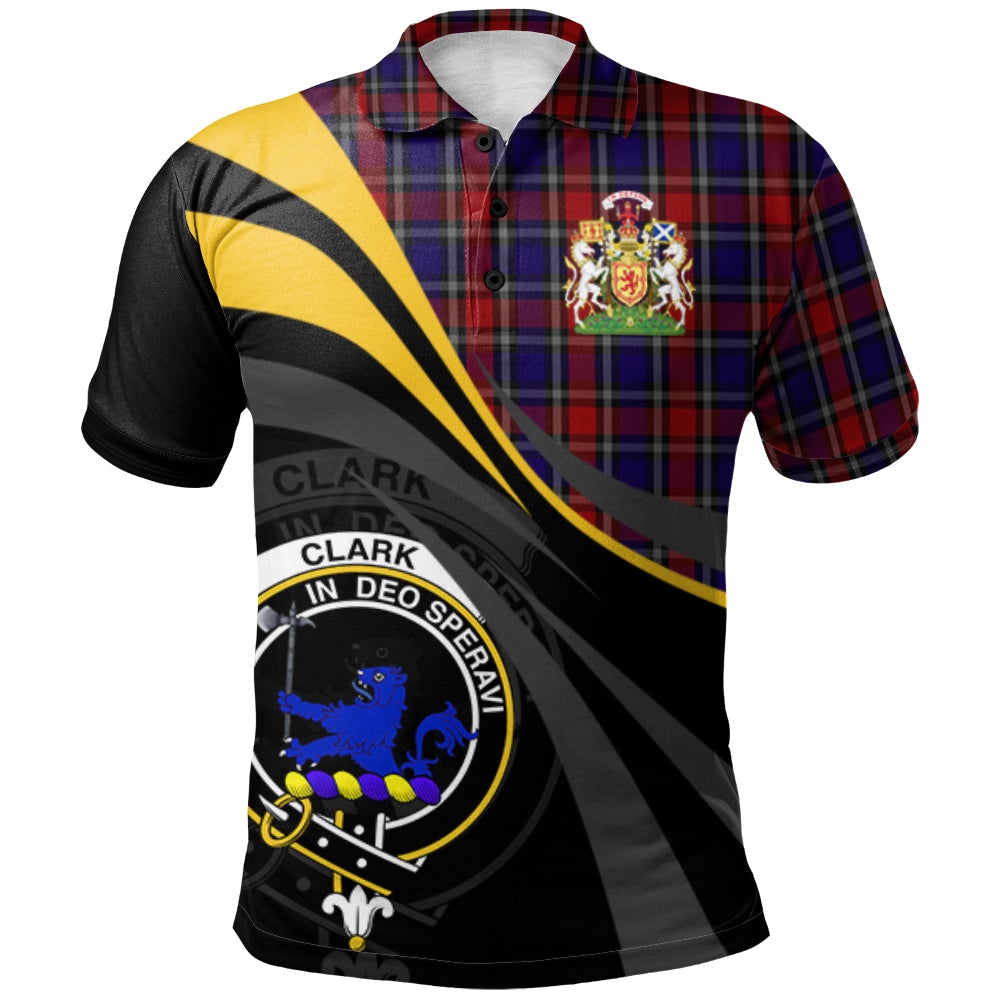 Clan Clark (Lion) Red Tartan Polo Shirt - Royal Coat Of Arms Style CC98 Clark (Lion) Red Tartan Tartan Polo   