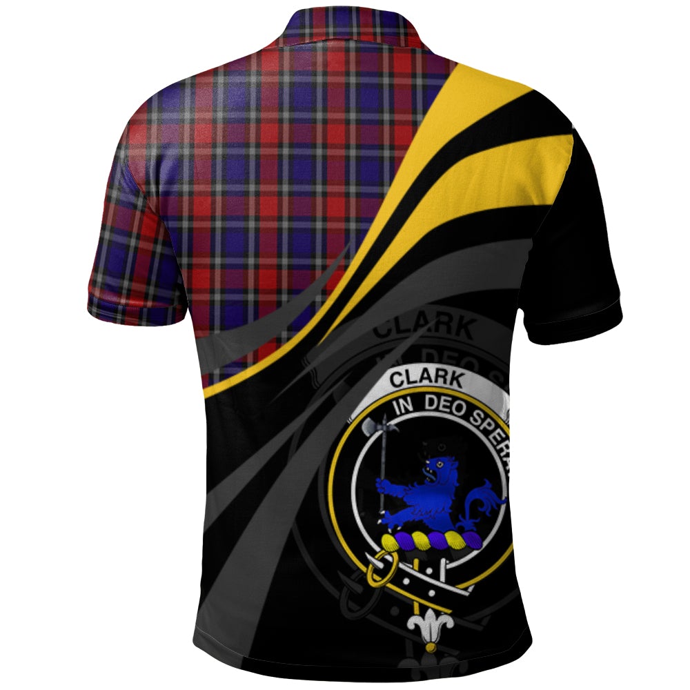 Clan Clark (Lion) Red Tartan Polo Shirt - Royal Coat Of Arms Style CC98 Clark (Lion) Red Tartan Tartan Polo   
