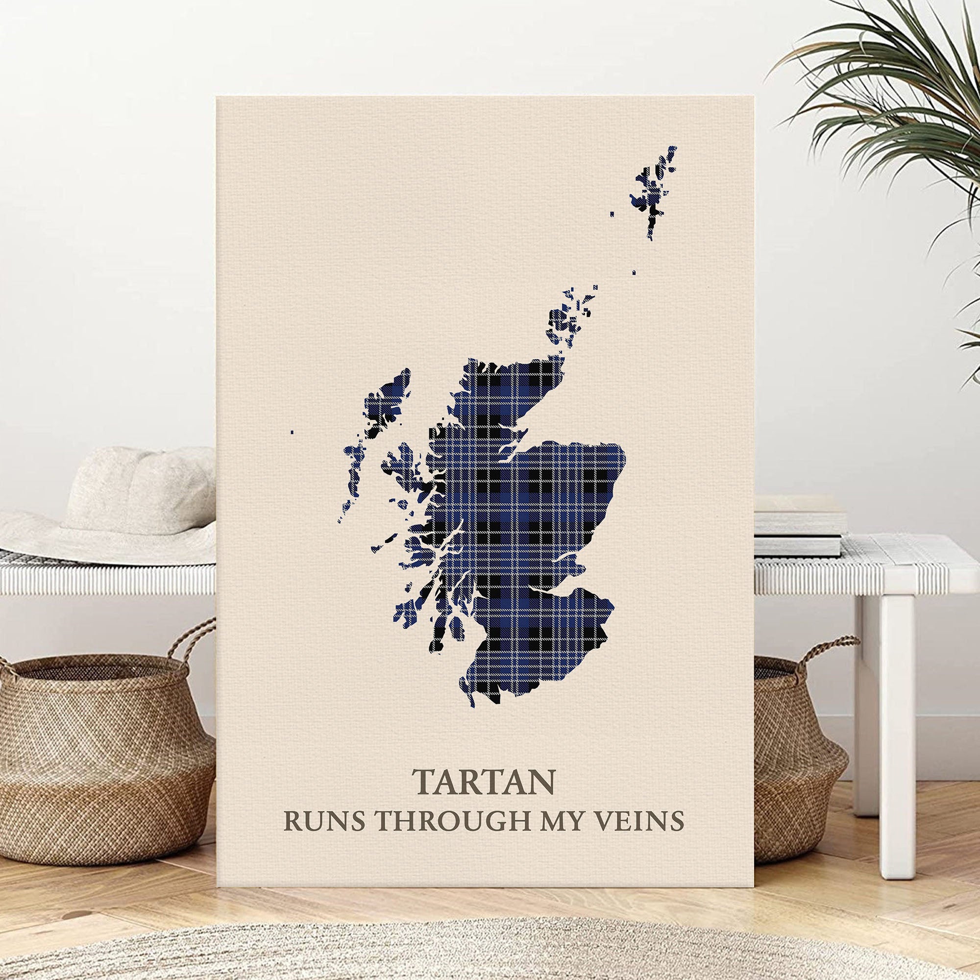 Clan Clark 1 Tartan Scotland Map Canvas “Tartan Runs Through My Veins” Wall Art TE85