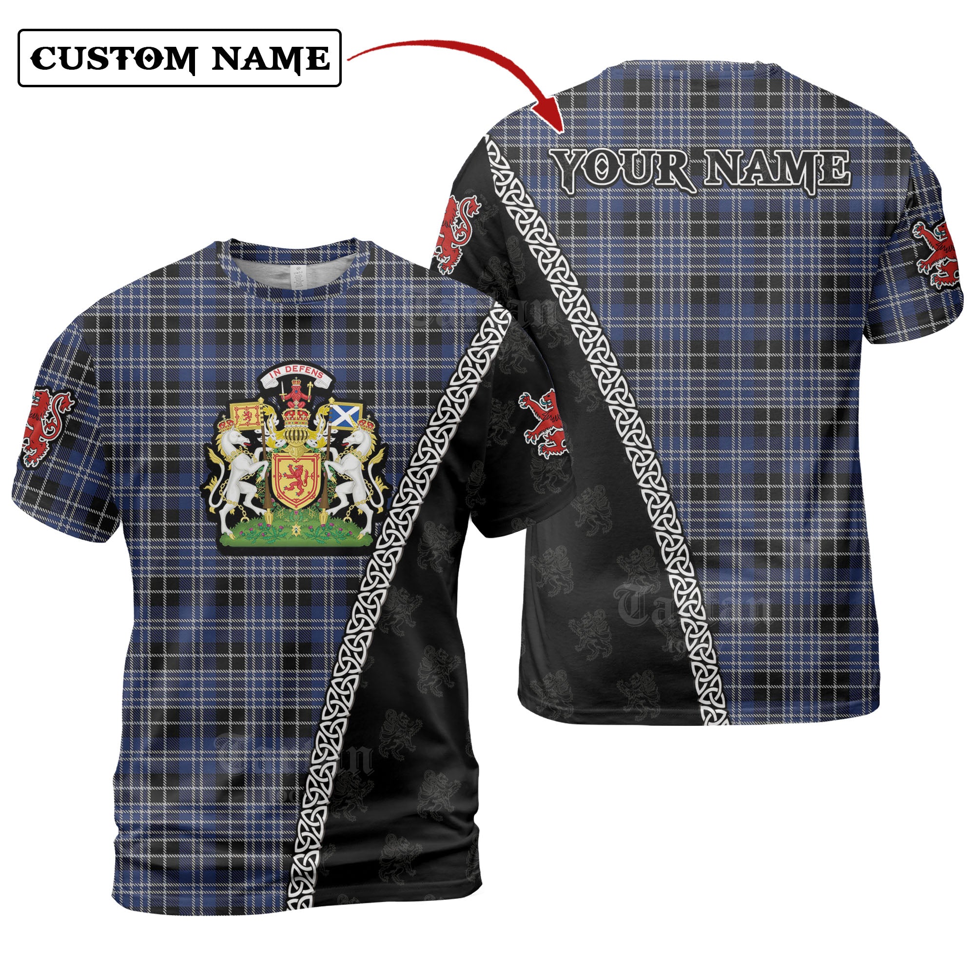 Clark 1 Tartan Shirt with Scotland Coat of Arms & Custom Name YI35