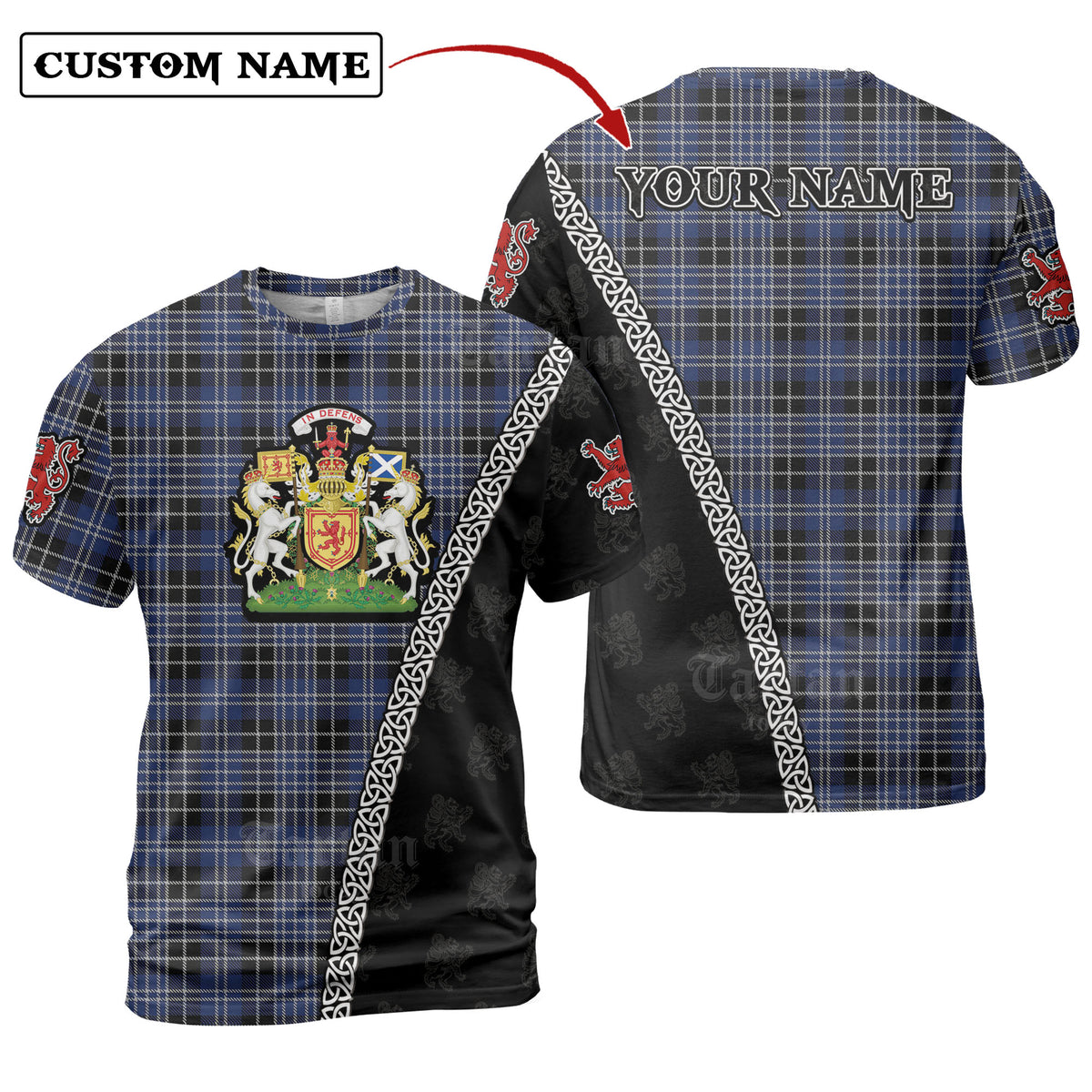 Clark 1 Tartan Shirt with Scotland Coat of Arms & Custom Name YI35